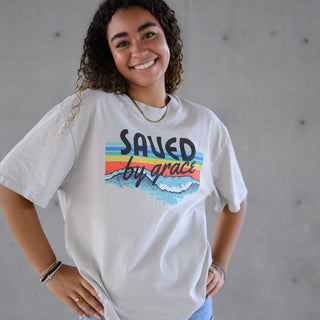 Saved by Grace Oversized faded t-shirt