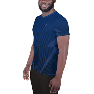 Men's Blue Patterned Athletic T-shirt