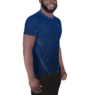 Men's Blue Patterned Athletic T-shirt