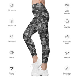 Black and Grey Camo Leggings with pockets