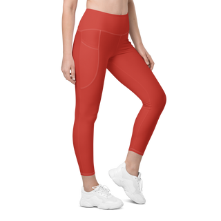 Red Recycled Leggings with pockets